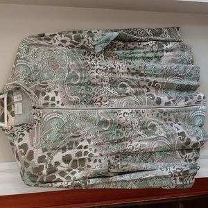 Chico's zip up knit T-shirt jacket size 3 16 olive